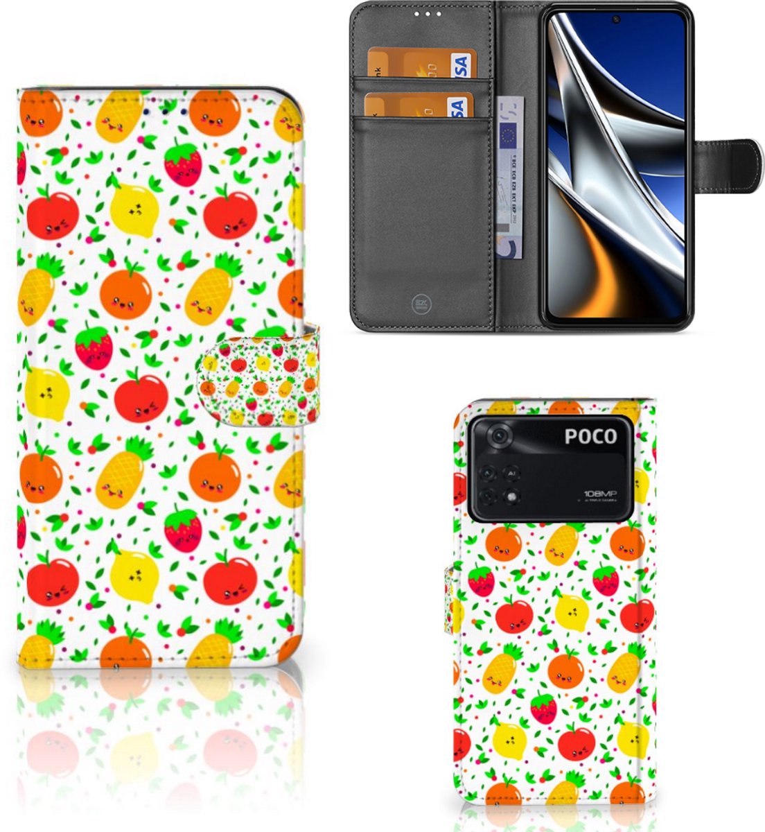 Xiaomi Poco X4 Pro 5G Book Cover Fruits