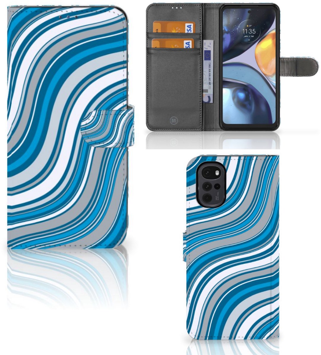 Motorola Moto G22 Telefoon Hoesje Waves Blue