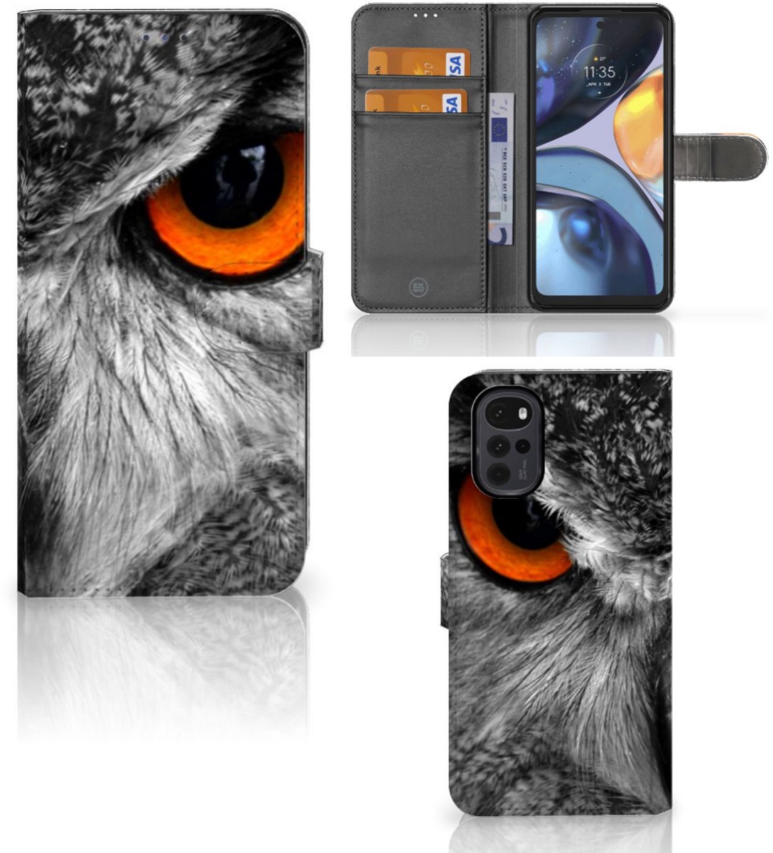 Motorola Moto G22 Telefoonhoesje met Pasjes Uil