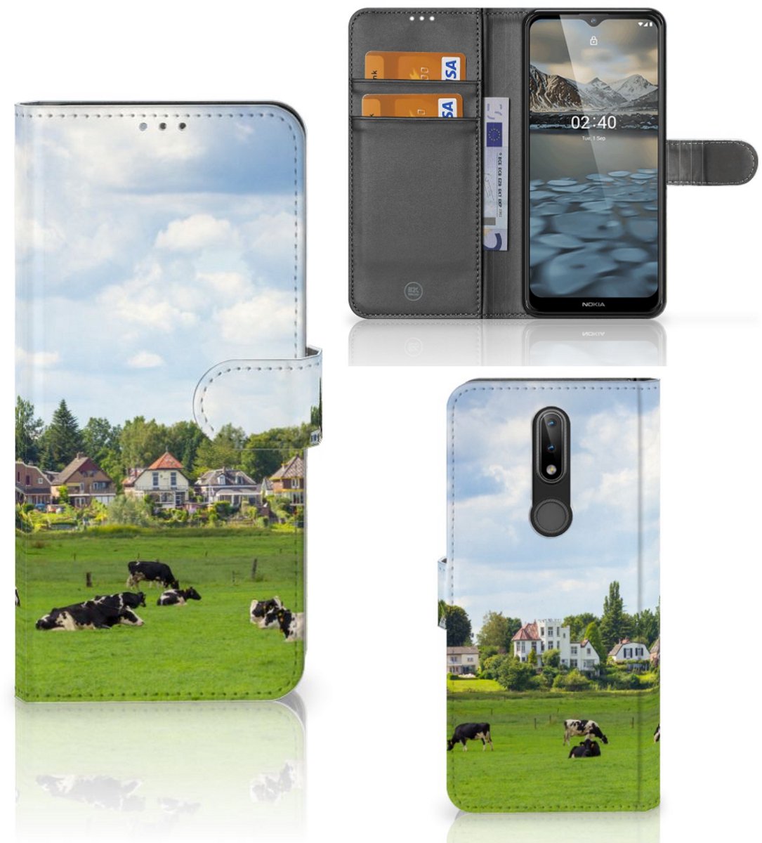 Nokia 2.4 Telefoonhoesje met Pasjes Koeien