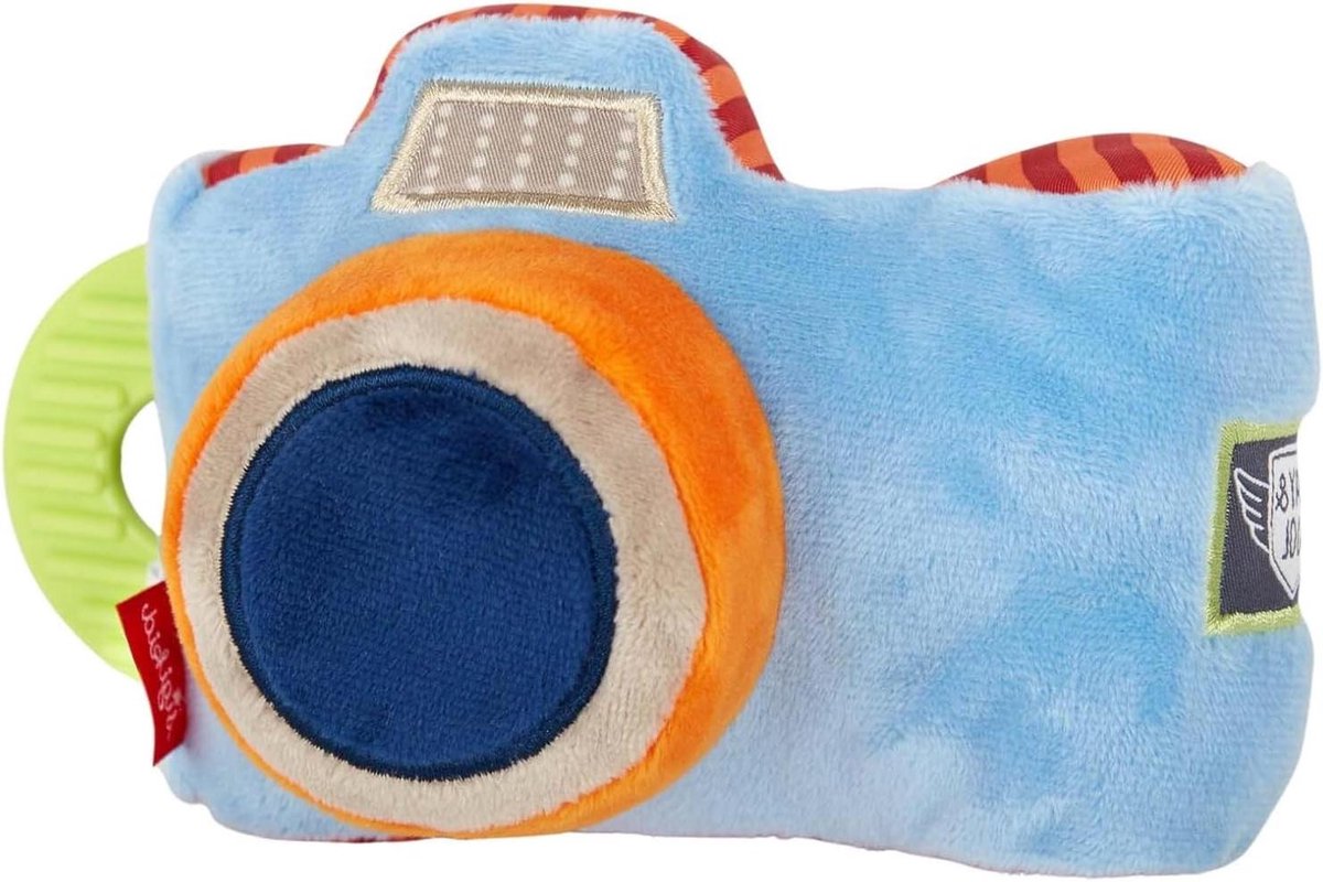 Pluche Fotoapparaat - Babyspeelgoed Rammelaar - Baby Ontdekking - Met Spiegel en Bijtring - 46 Gram - Meerkleurig