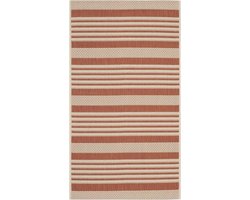 Safavieh Gemma CY6062 Multipurpose Gestreept tapijt voor binnen en buiten, geweven polypropyleen, terracotta/beige, 78 x 152 cm