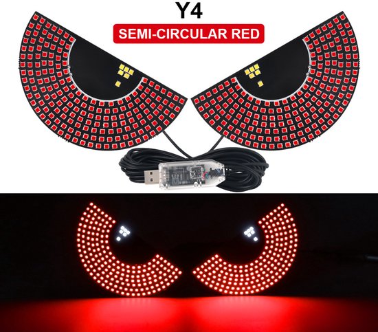 Y4 Semi-circular Red LED-lampen in de vorm van boze ogen, met USB-kabel