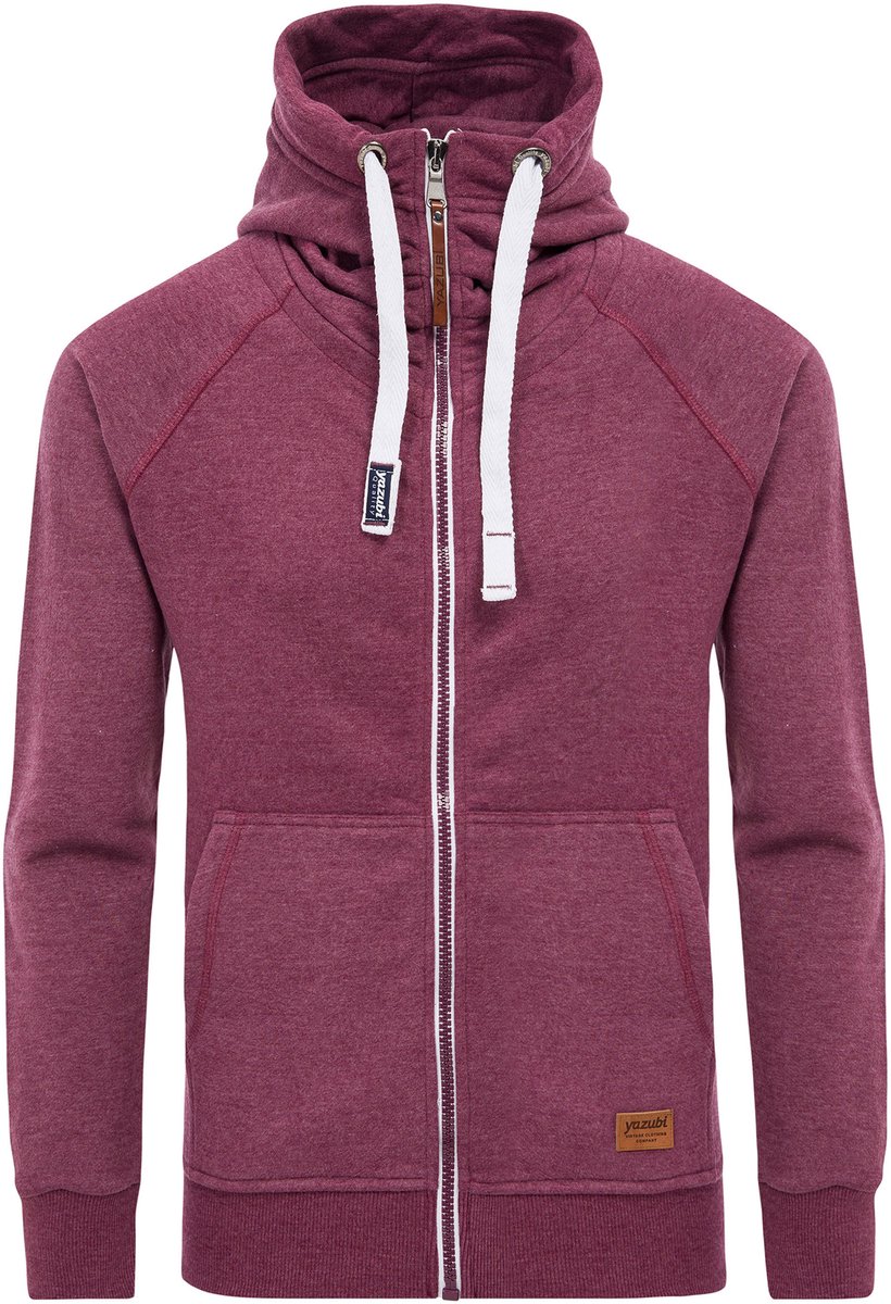 Yazubi Heren Hoodie Jacob – Regular Fit – Katoenmix Stretch – Wijnrood – Rits & Kap