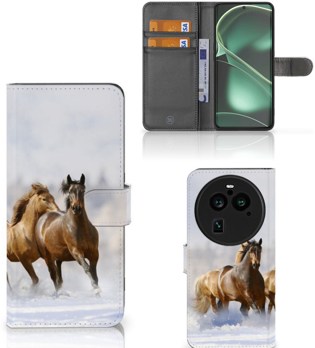OPPO Find X6 Pro Telefoonhoesje met Pasjes Paarden