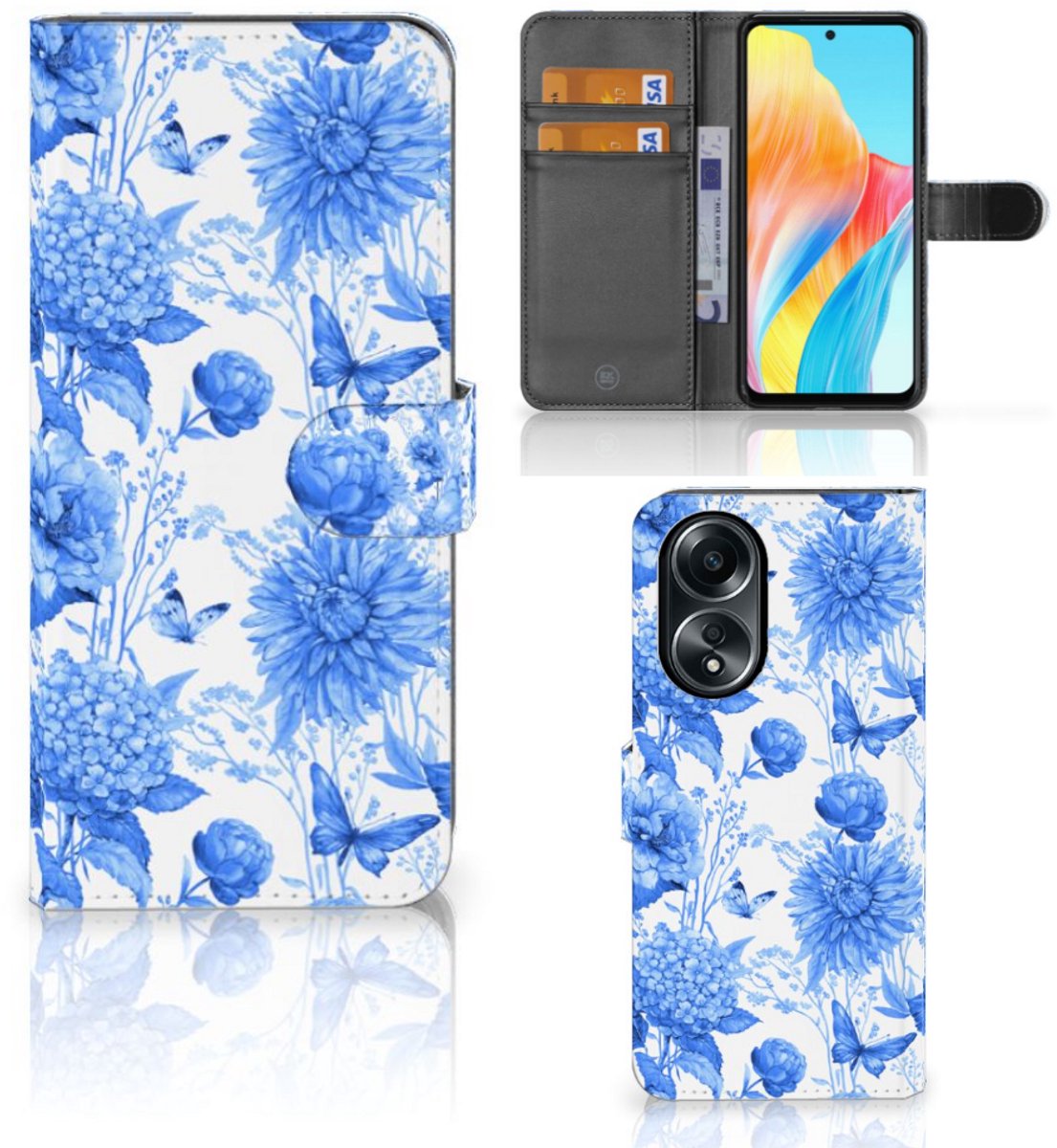 Hoesje voor OPPO A58 4G Flowers Blue