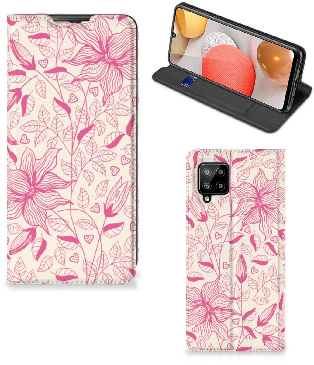 Samsung Galaxy A42 Smart Cover Pink Flowers
