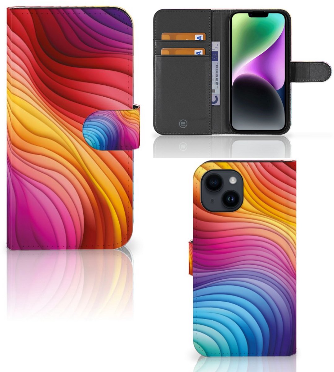 Book Case voor iPhone 15 Regenboog