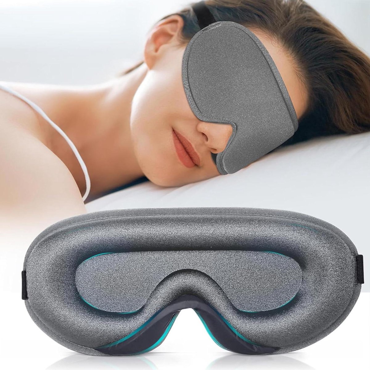 Verduisterend Slaapmasker - Oogmasker Slapen - Licht Blokkeren - 3D Nul Oogdruk - 10g - Grijs