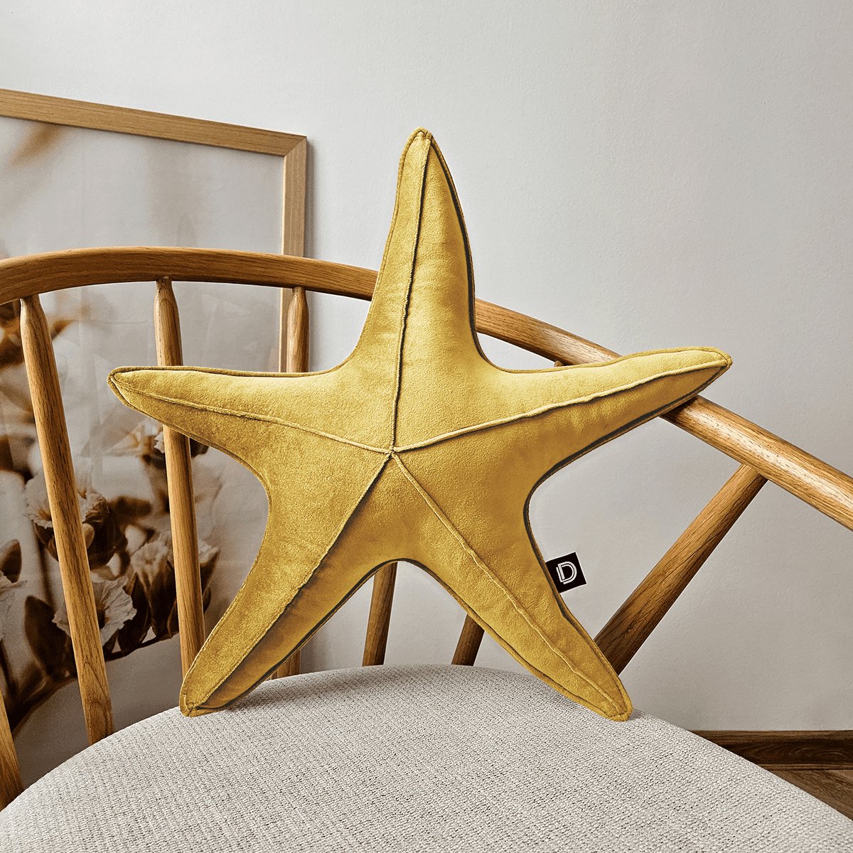 Decordruk VELVET Serie - Decoratieve Kussen - Groot - Stervorm - Geel