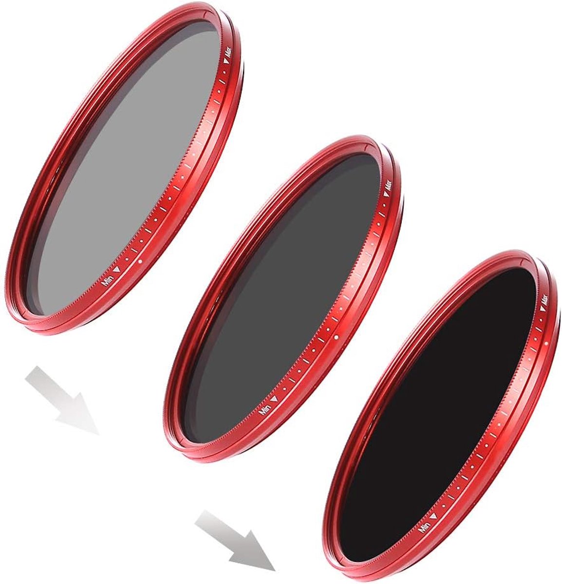 FOTGA Ultra-thin Lens ND Fader Filter Adjustable Neutral Density Filter Variable ND2 to ND400 - Red (49mm)