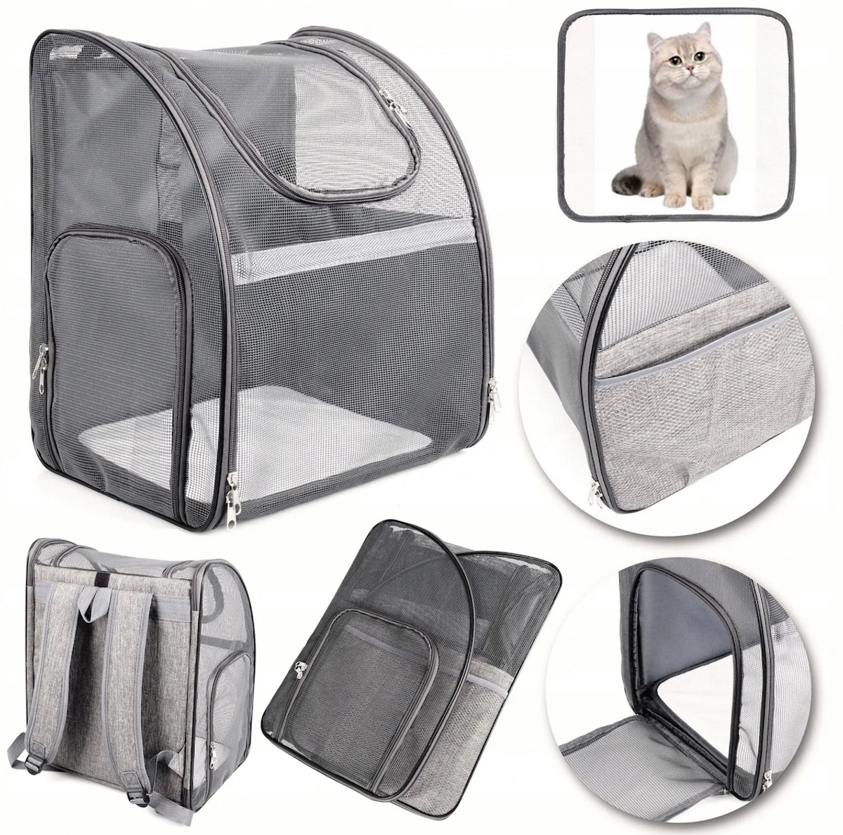 Promis TT10 - Dierentransport Rugzak - Grijs - Ventilerende Mesh