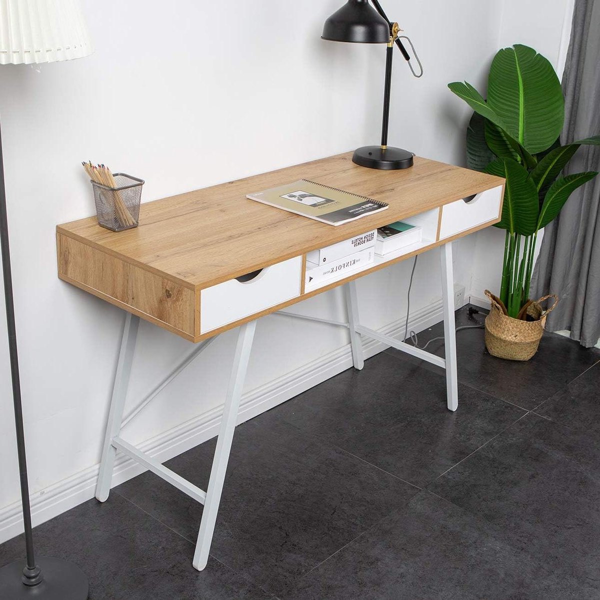 Computerbureau met Laden - Schrijftafel Werkstation - Thuiskantoor Inrichten - Stille Lade Glijbanen - 472 x 189 x 299 inch