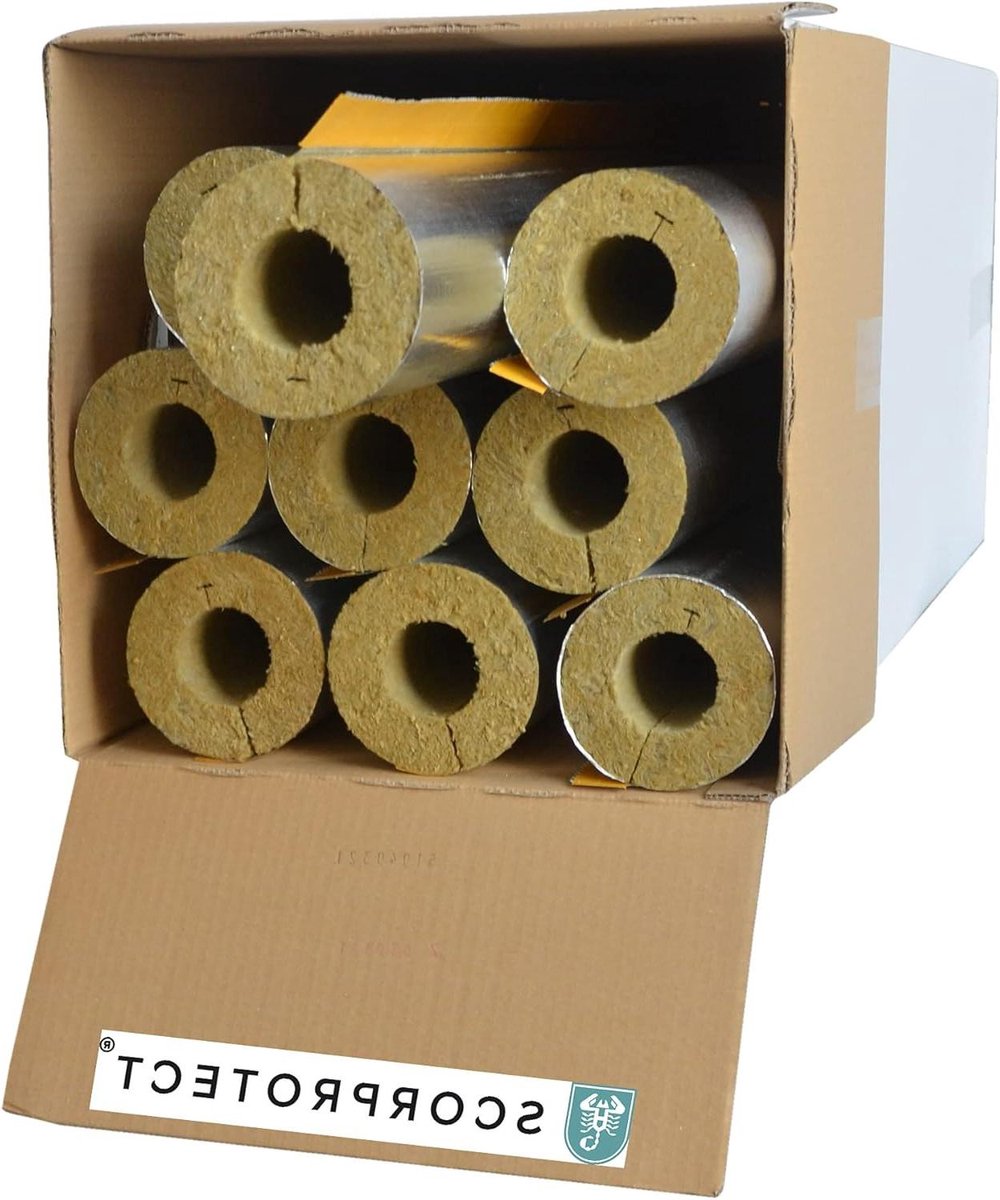 Buisisolatie Steenwol - Isolatieschalen Leiding - Energie Besparen - Aluminium Gelamineerd - 54 x 30 mm x 1m - Grijs