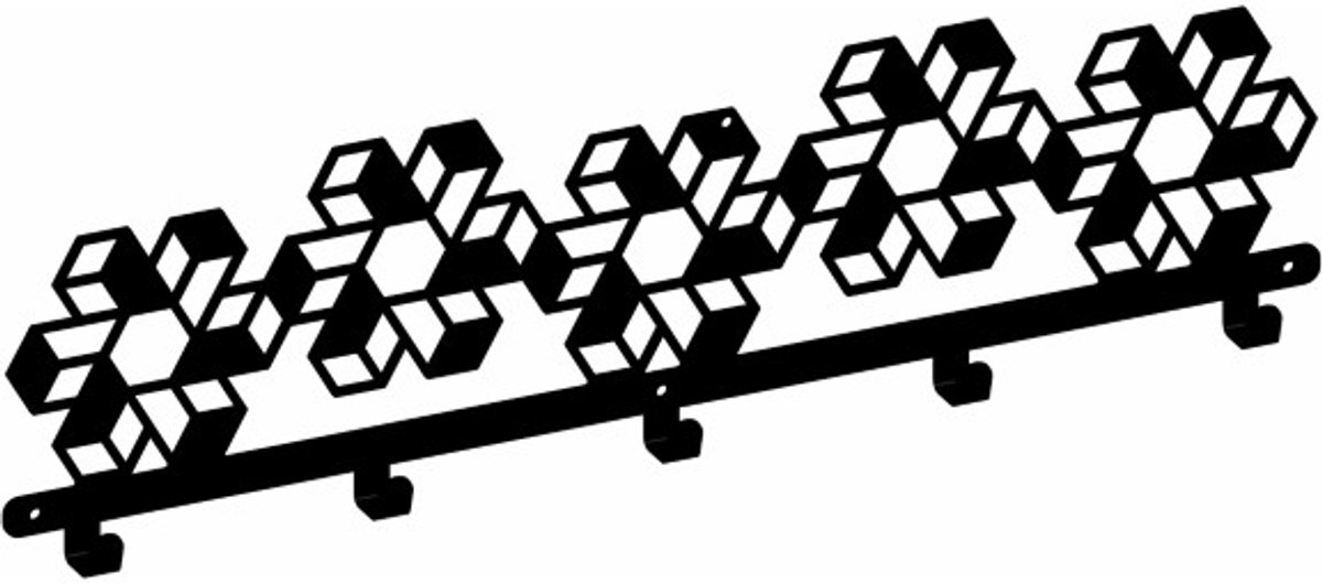 Gamet WS23 - Geometrische Muurhaak - Zwart - Modern - Laser Gesneden