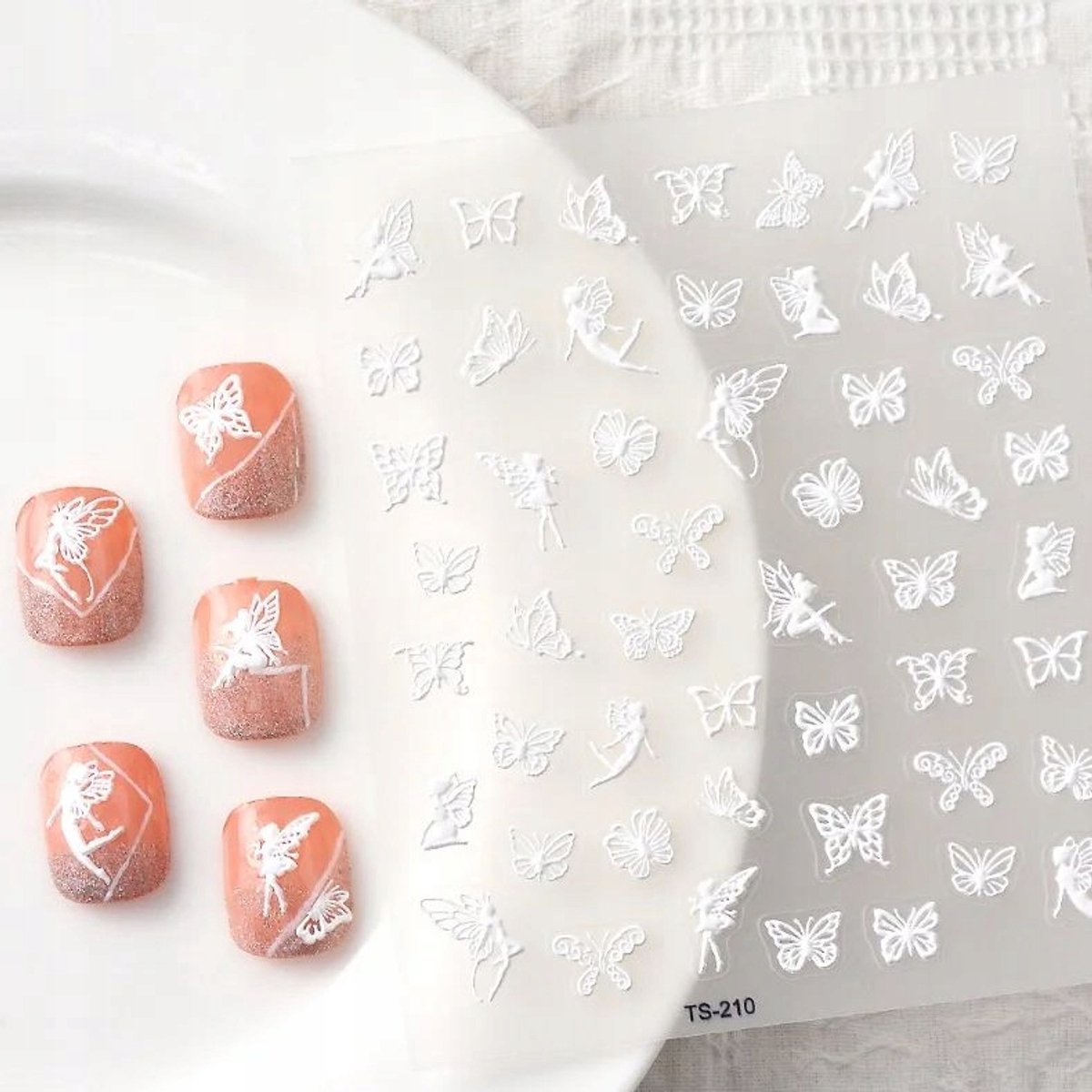 Frezarkowo - Serie TS-210 - Witte 3D Nagelstickers - Motieven - Zelfklevend