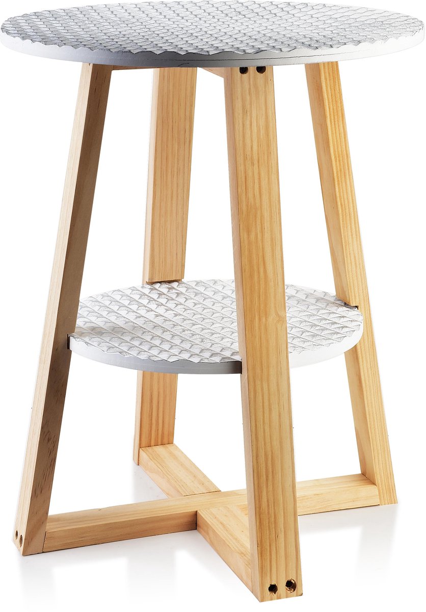 LAMMY MONDEX Serie - Bijzettafel - 40x40x50 cm - Wit en Goud - Tweedelig - Modern Design