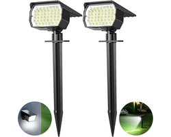 Merkloos Solar Buitenspots (Set van 2) - 2-in-1 Automatische Aan/Uit Verlichting op Zonne-energie voor Tuin, Muur & Pad (Koel Wit)