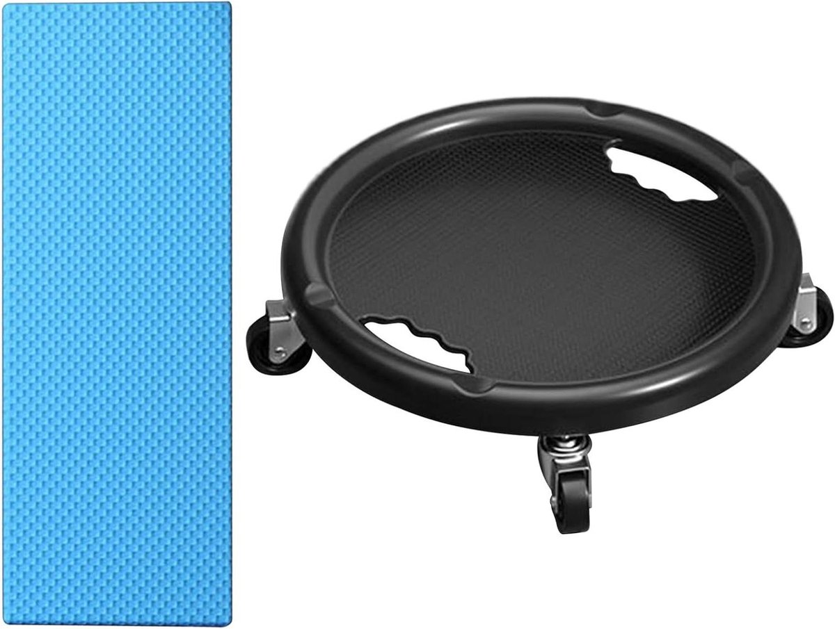 Caster Ab Roller – PVC+Wiel 28x28x8cm | Buiktraining Apparatuur Board Met Kniemat | 360 graden draaibaar Fitness Roller Wiel Voor Core Krachttraining Gebruik