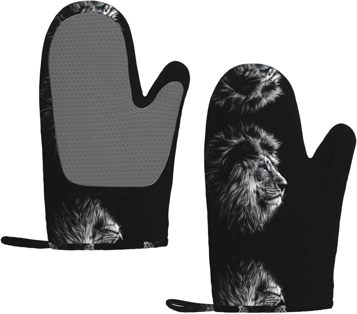 Lion Print BBQ Handschoenen, Hittebestendige Siliconen Grillen Handschoenen,Keuken Ovenwanten, voor Barbecue, Koken