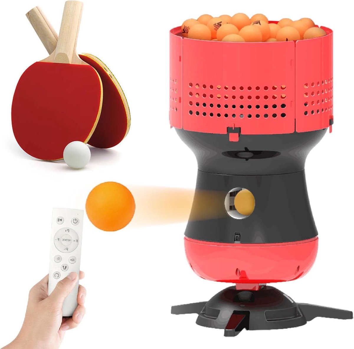 Tafeltennistrainer Robot - Pingpong Werper - Sport Training - 90 Ballen Capaciteit - Verstelbare Snelheid - Zwart