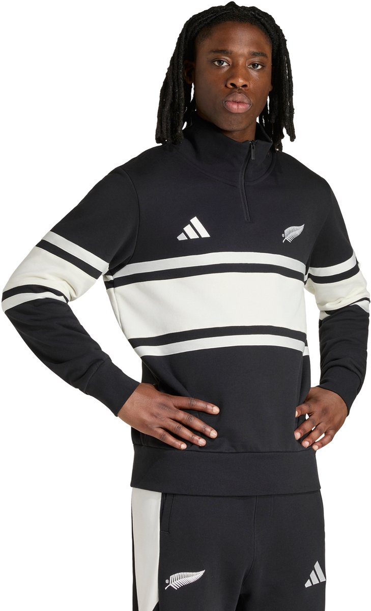 Adidas Performance New Zealand Leisurewear Sweatshirt Met Korte Rits Heren Zwart