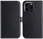 Selencia Hoesje - Geschikt voor Apple iPhone 16 Pro Max - Echt Lederen Bookcase - Zwart