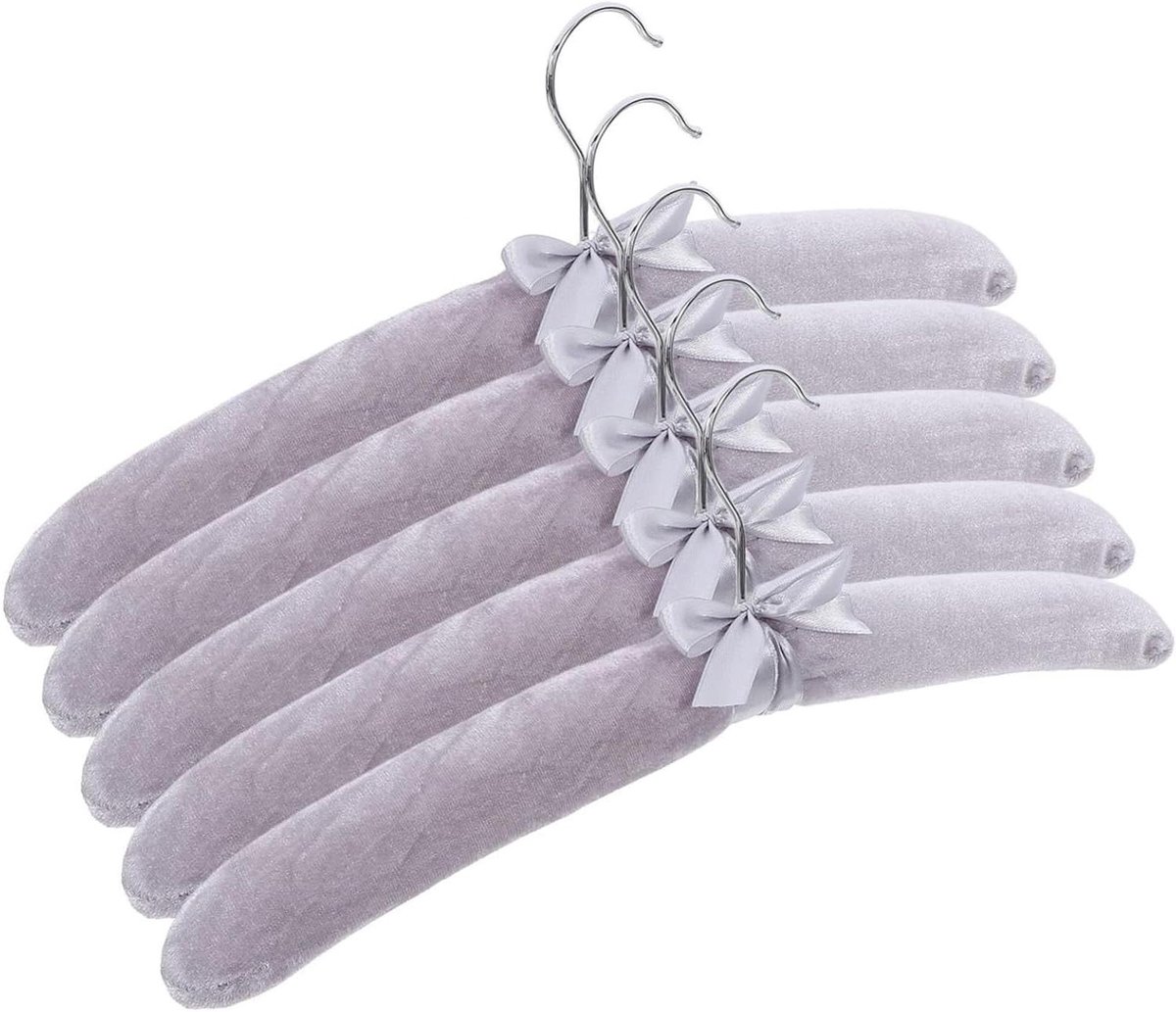 Kleerhanger Set - Kledinghangers - Kleding Opbergen - Antislip Velours - 5 Stuks - Grijs
