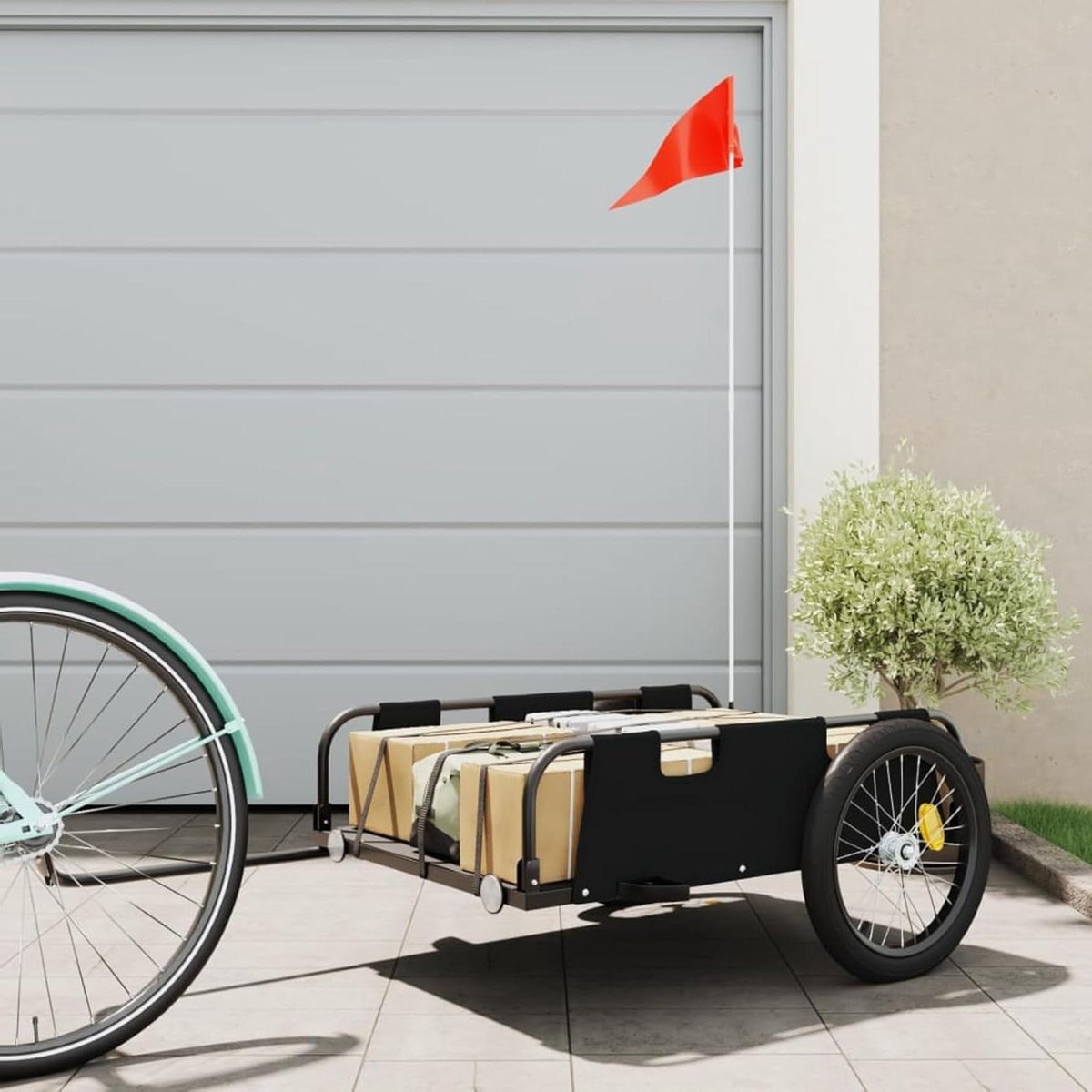 Fietskar - Transportkar - Goederen Vervoeren - Stevig Stalen Frame - 83.5 cm - Zwart