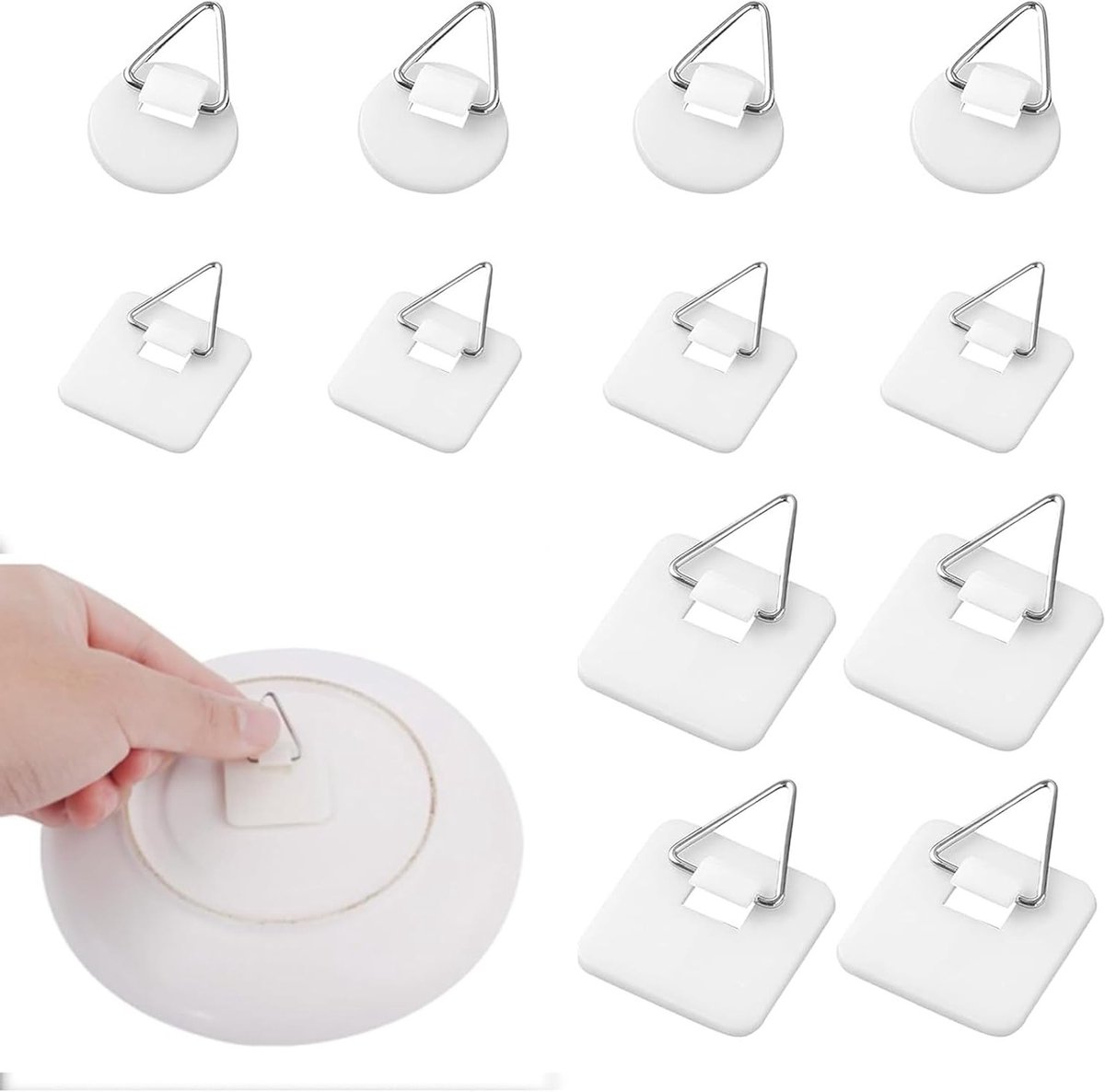 Set van 12 zelfklevende fotohaken - onzichtbare fotohangers met linnenstructuur voor eenvoudig ophangen van foto's, sterke hechting en decoratie mogelijkheden