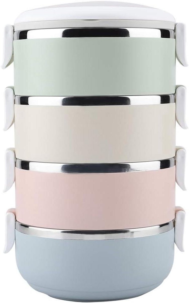Thermos Lunchbox - Bento Box Voedselcontainer - Lunch Meenemen - Verstelbare Capaciteit - 2800 ml - Zilver
