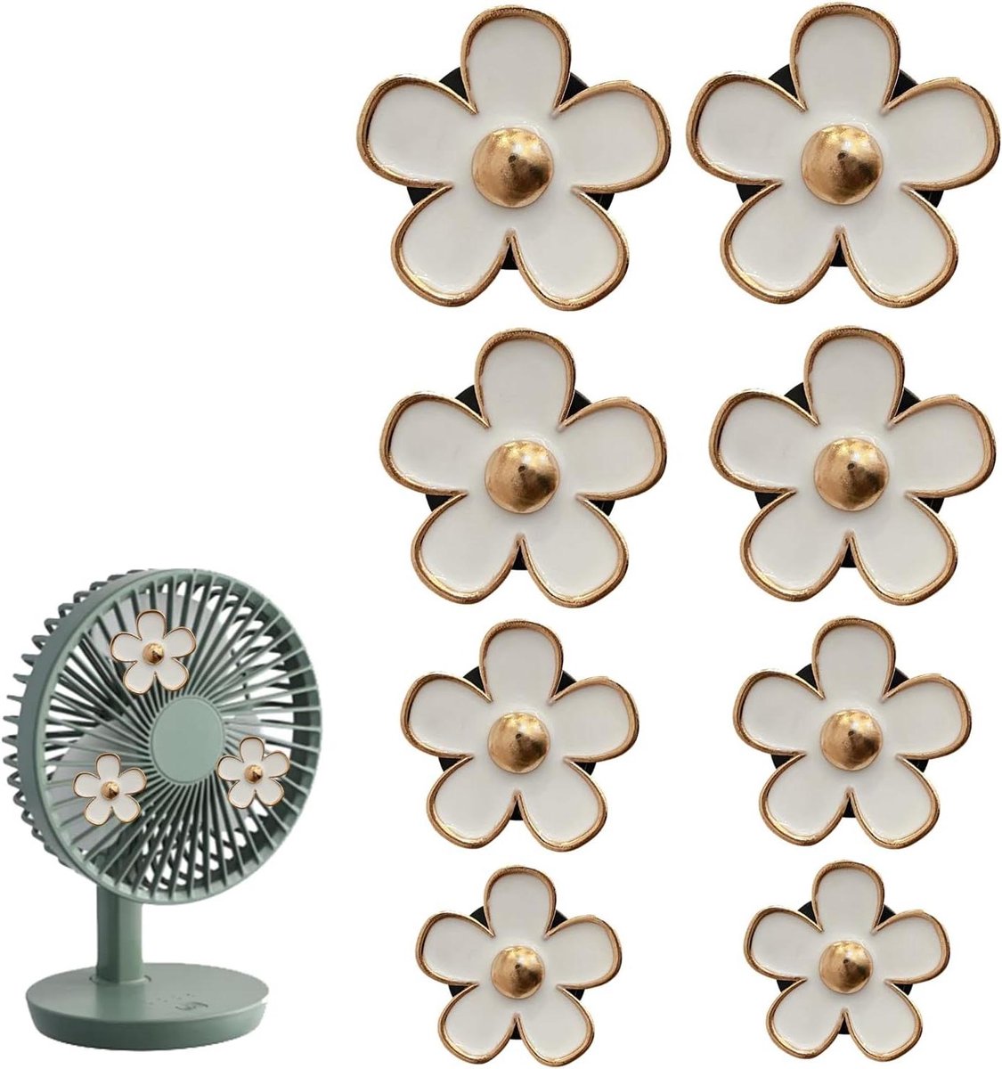 Bloem Luchtverfrisser Clips - Auto Interieur Decoratie - Auto Interieur Opfrissen - Charmant Madeliefjes Design - 8 stuks - Wit