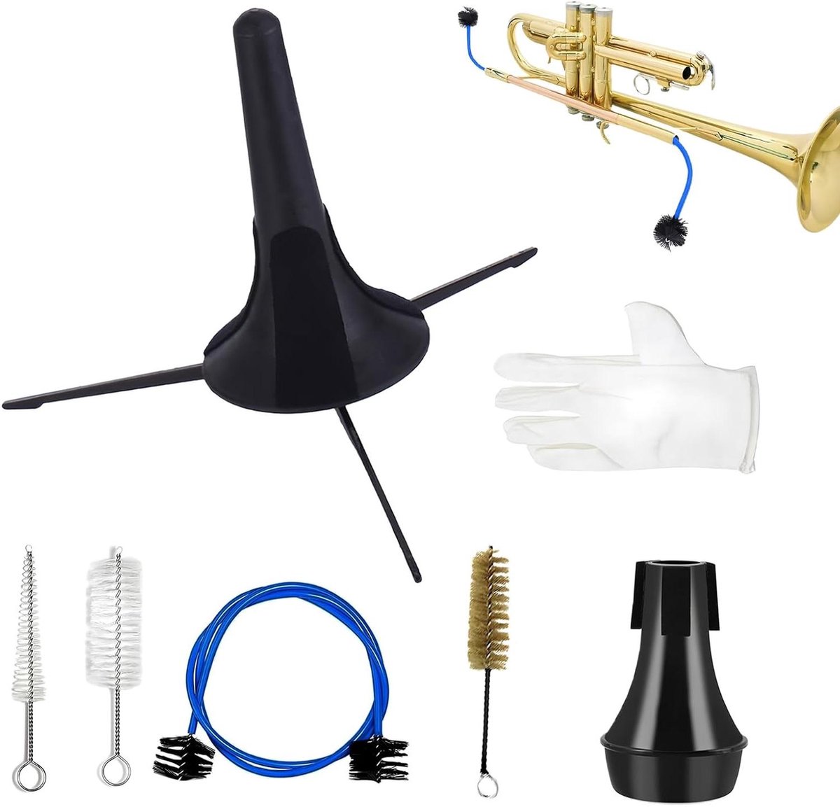 Trompet Schoonmaakset - Onderhoudskit Koperinstrument - Muziekonderhoud - 7-delige Toolset - 18 x 13 x 10 cm - Niet gespecificeerd