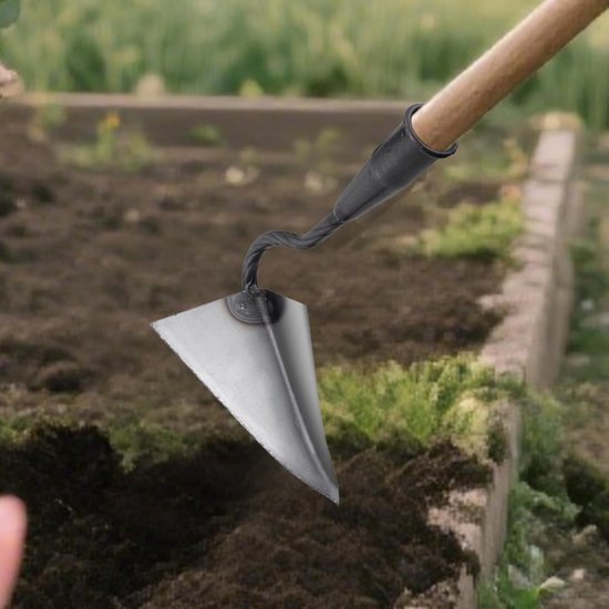 Tuinhakselaar - Onkruidsteker Bodemwoeler - Bodem Voorbereiden - Ergonomische Driehoeksvorm - 21 Cm - Grijs — afbeelding 3