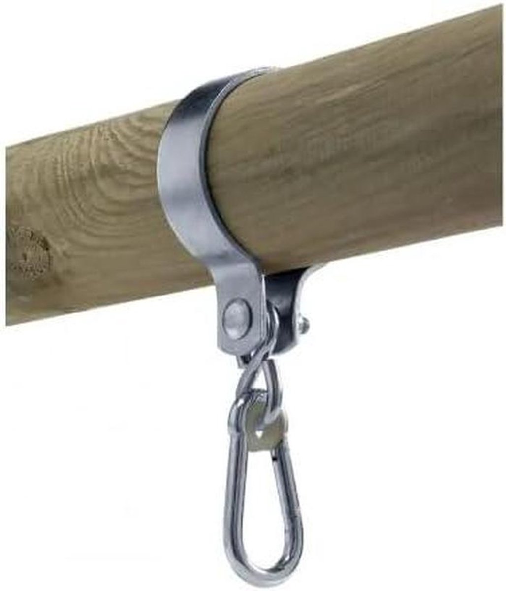 Schommelhaak Rond Hout - Hangmatklem Ophanging - Schommel Bevestigen - Voor Ronde Balken - Ø120 mm - Metallic