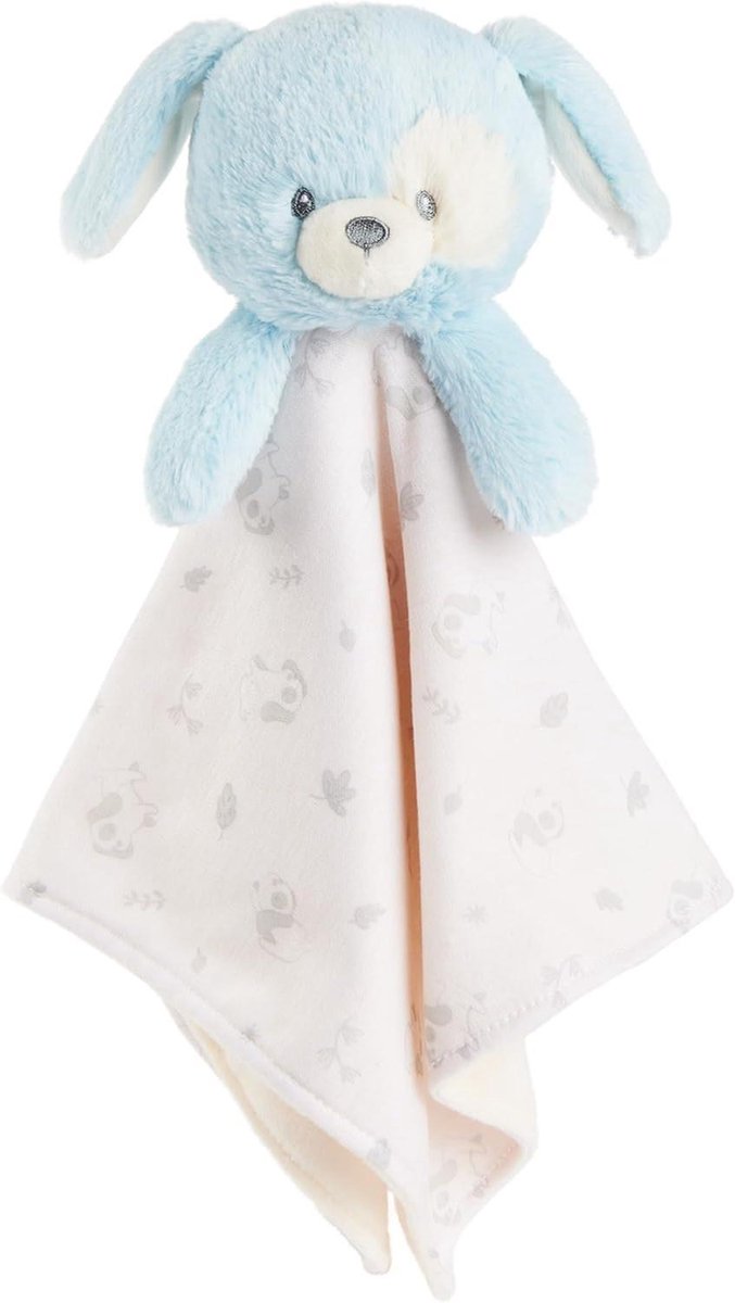 Knuffeldoek Hond - Dierenknuffel Baby - Baby Troosten - 100% Gerecycled Materiaal - 25 cm - Lichtblauw