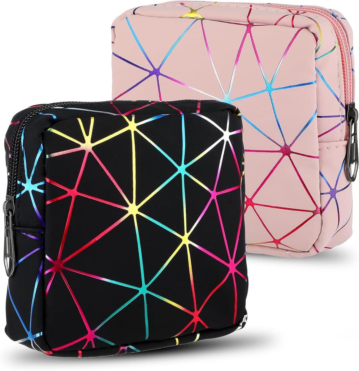 Menstruatie Tassen - Opbergtasjes - Hygiënisch Opbergen - Waterdicht PU Materiaal - 2 Stuks 12x13cm - Roze en Blauw