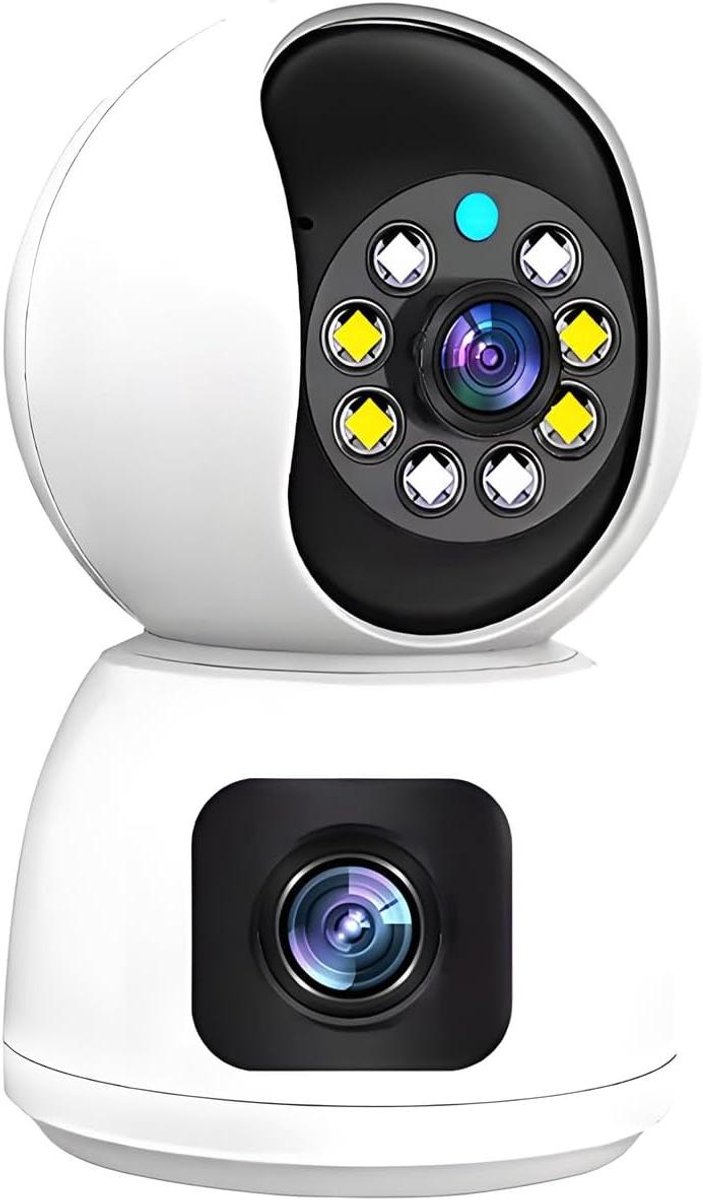 Beveiligingscamera Binnen - HD Camera - Huisbewaking - Dubbele Lens - 14 x 12 x 9 cm - Wit