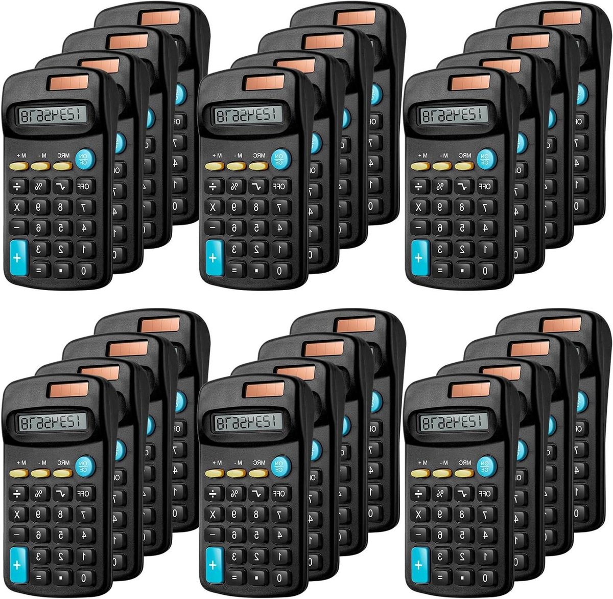 Mini Rekenmachines - Zakrekenmachines Basisrekenmachines - Dagelijkse Berekeningen - Dubbele Voeding - 24 Stuks - Zwart