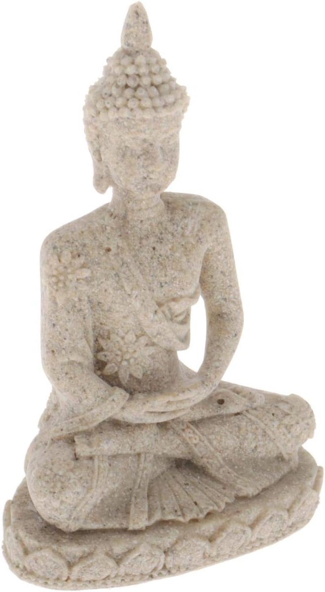 Boeddha Standbeeld - Boeddhistisch Beeldje - Huis Decoratie - Meditatie Houding - 11 cm - Zandkleur