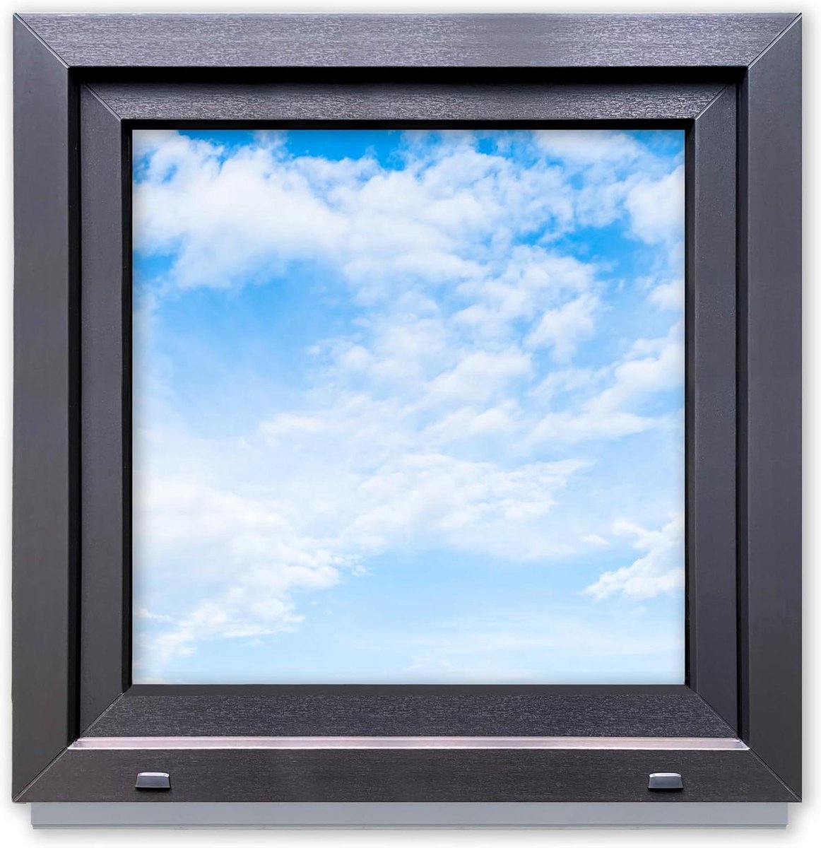 Kunststof raam - Kiepraam kelderraam - Ventilatie en lichtinval - 4-kamer profiel met staal - 800x800 mm - Antraciet wit