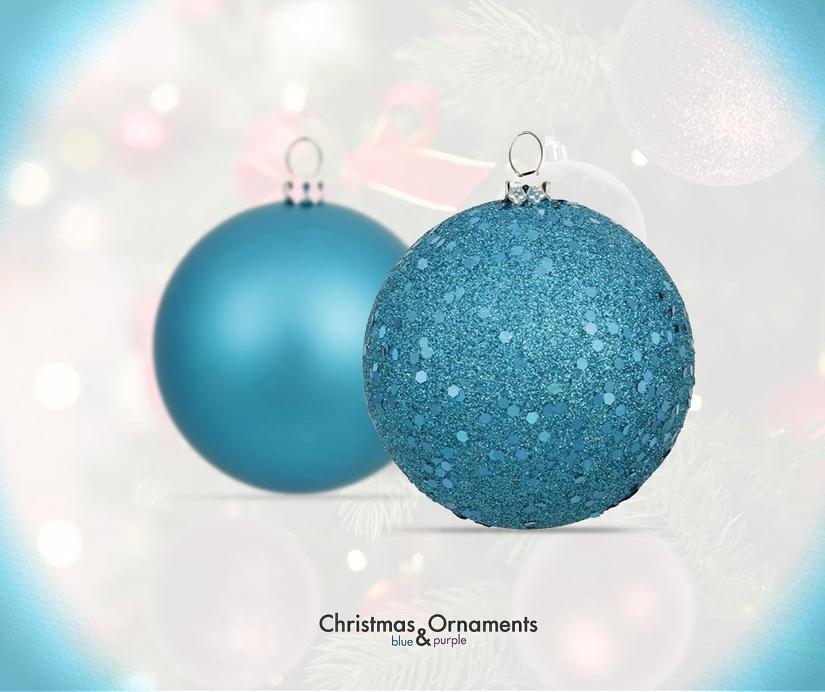 Kerstballen Set - Hangende Ornamenten - Kerstboom Versieren - Onbreekbaar Materiaal - 100 Stuks - Blauw & Paars – foto 2