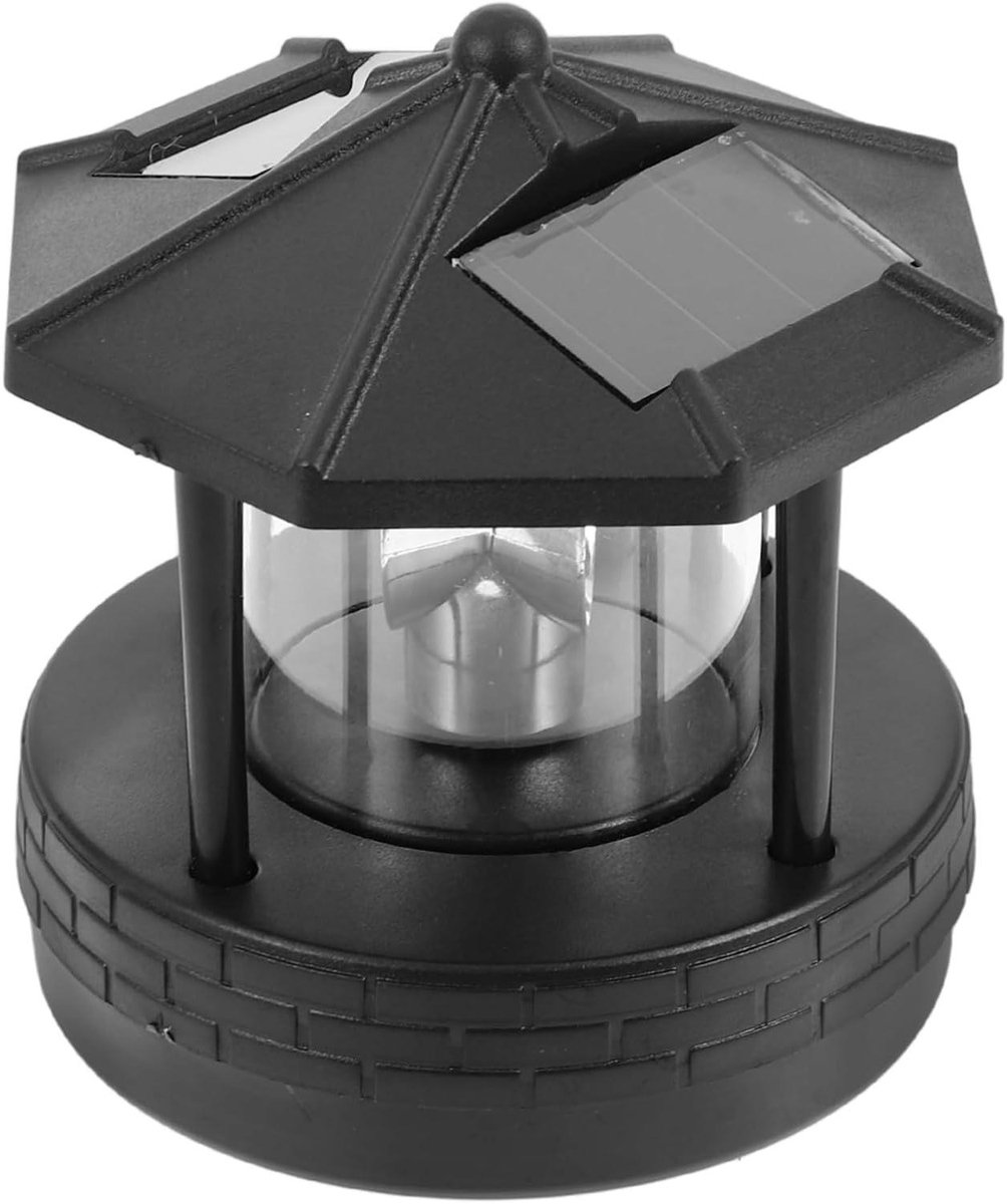 Zonne Vuurtoren - Buitenlamp - Tuinverlichting - Roterend Licht - 11 cm - Zwart