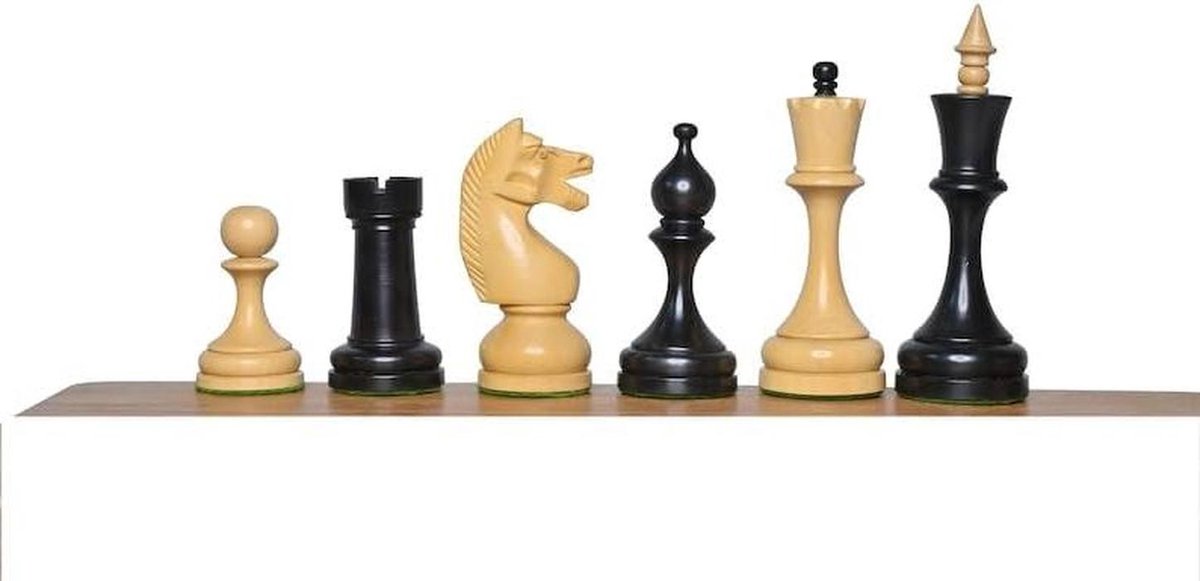 Schaakset Hout - Strategisch Spel - Spelavond Thuis - Gewatteerd Vilt - Koning 116.5 mm - Natuurlijk Hout
