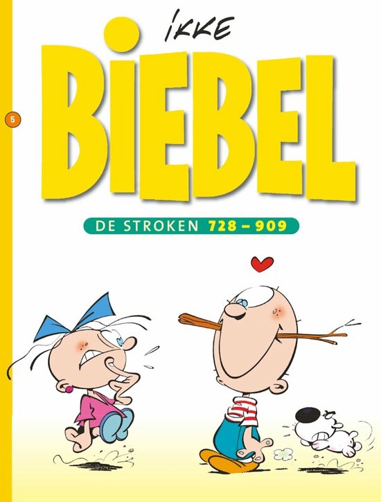Boekomslag van 'Ikke Biebel' met stripfiguren en de tekst 'De stroken 728 - 909'.