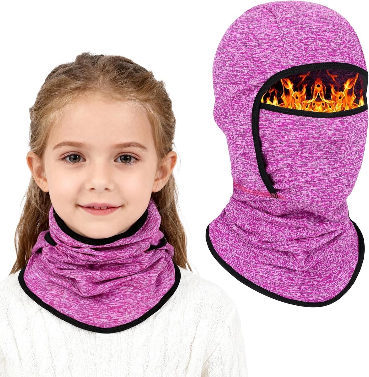 Thermisch Fleece Balaclava voor Kinderen van 4-12 Jaar, Multifunctionele Winddichte en Warme Ski Masker met Nekwarmer voor Fietsen en Wintersport voor Jongens en Meisjes