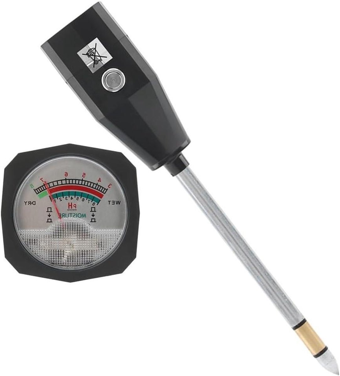 Bodem PH meter - Vochtmeter Tuin - Plantenverzorging Optimaliseren - Hoge Nauwkeurigheid Sensor - 16.5 cm Sonde - Zwart