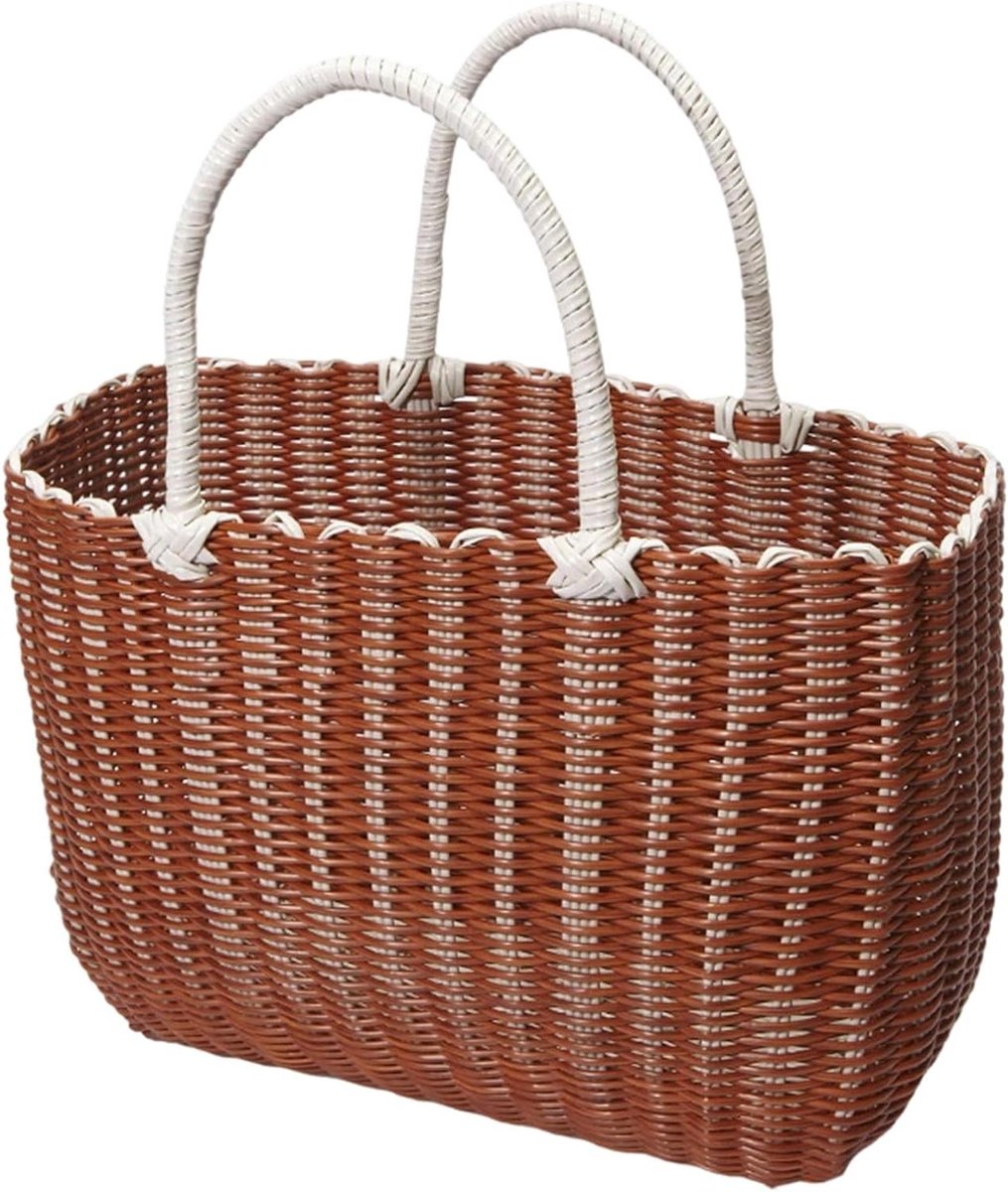 Oogstmand - Opbergmand - Boodschappen en Picknicks - Versterkte handvatten - 23x16x24cm - Bruin