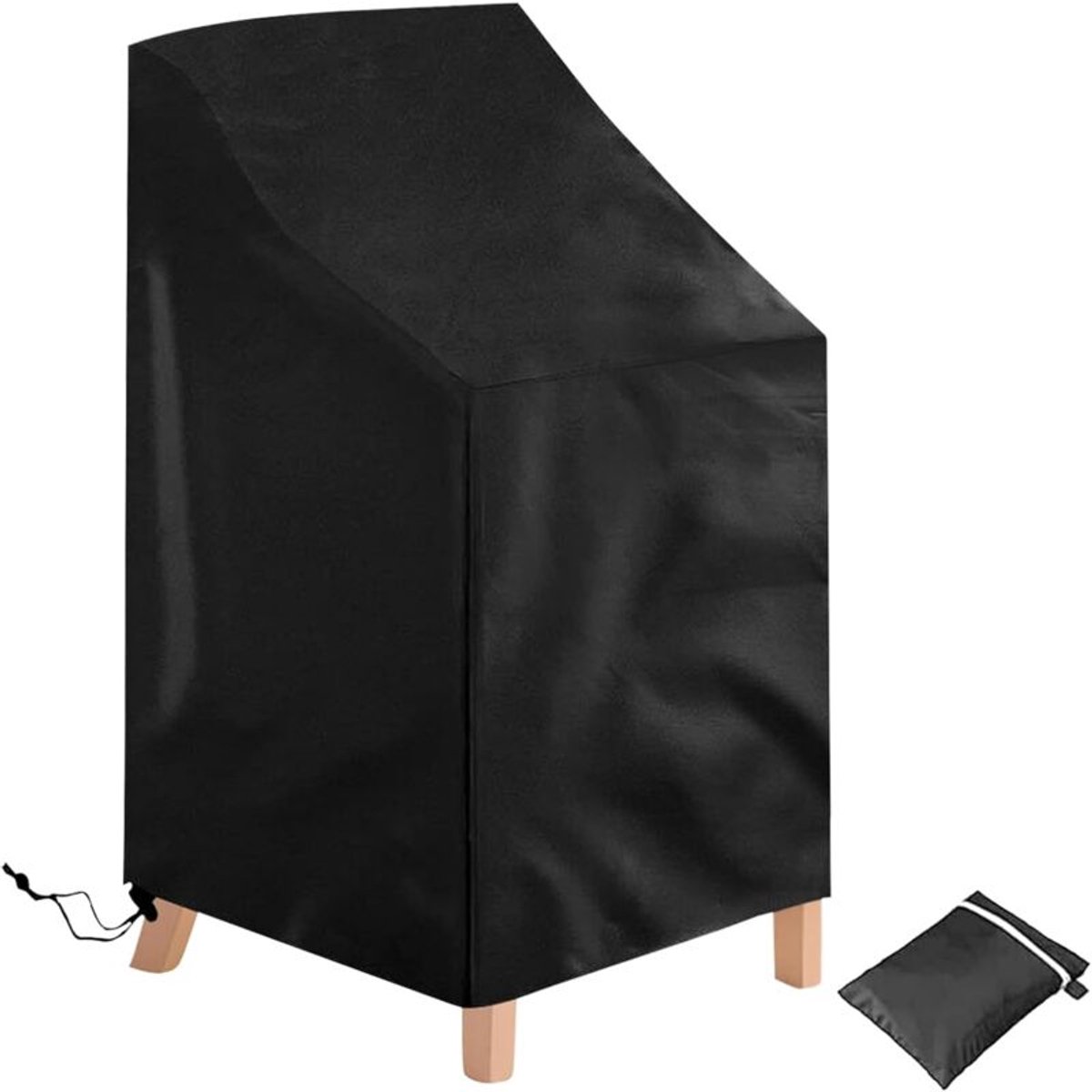 Stapelbare tuinstoelhoes, waterdicht en duurzaam, gemaakt van Oxford-stof, zwart, afgeschikt vooringen: 120 x 65 x 65/80 cm.