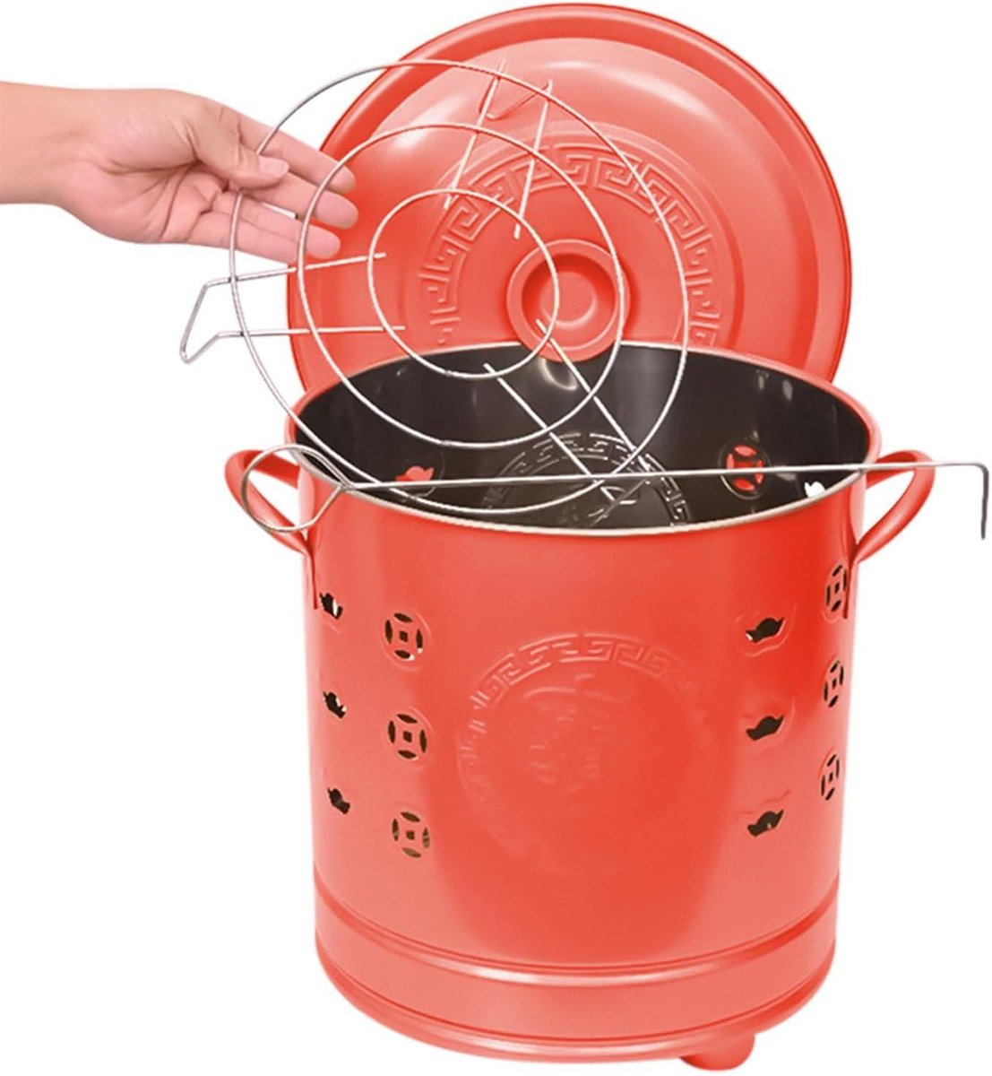 Roestvrijstalen Brandvat - Buitenhaard Deksel - Afval Verbranden - Efficiënte Asverwijdering - 32 x 27 x 32 cm - Zilver